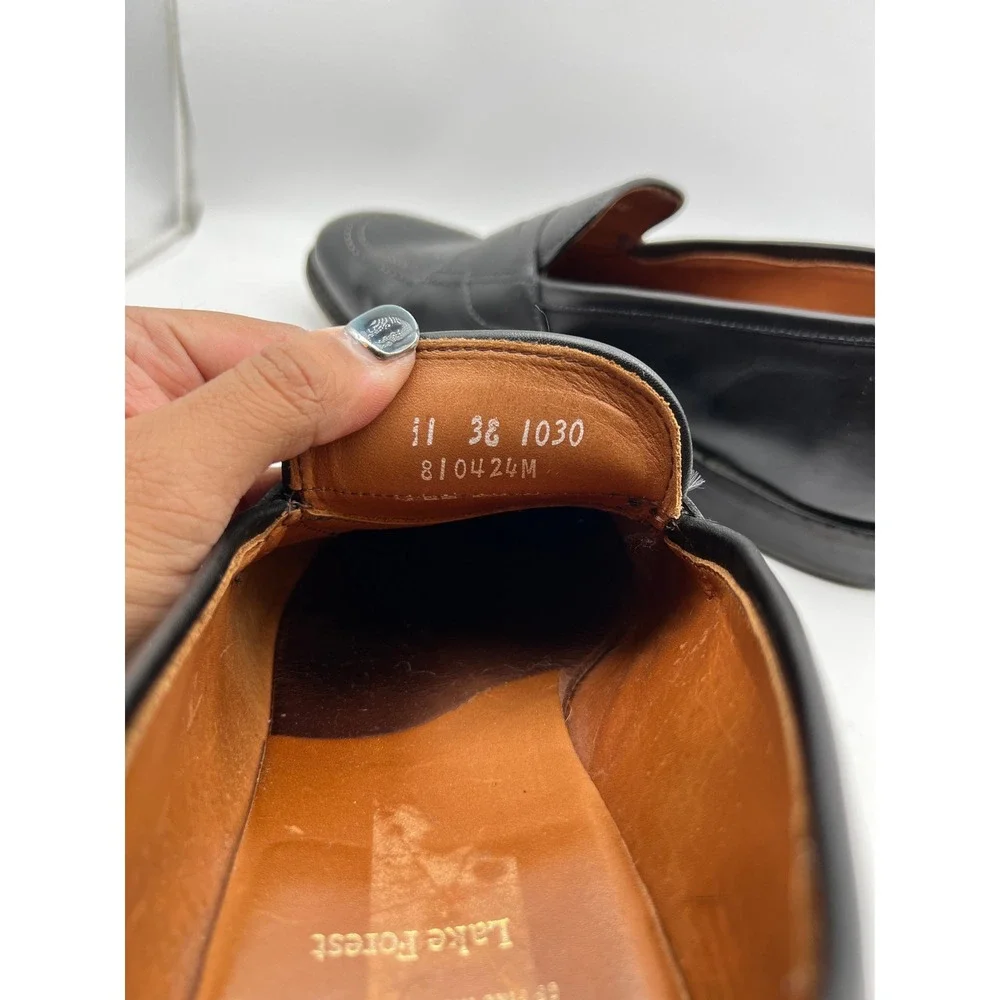Allen Edmonds Lake Forest Mens 11 3E Black Leather Penny Loafers 1030 USA Made